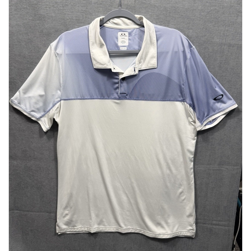 Oakley Men's  Hydrolix  Performance Short Sleeve Golf Polo Size XL Blue/White